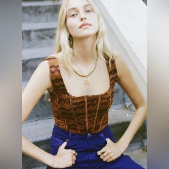 NWT Zara Womens Brown Tulle Corset Bustier Party Summer Top Small - Picture 5 of 13